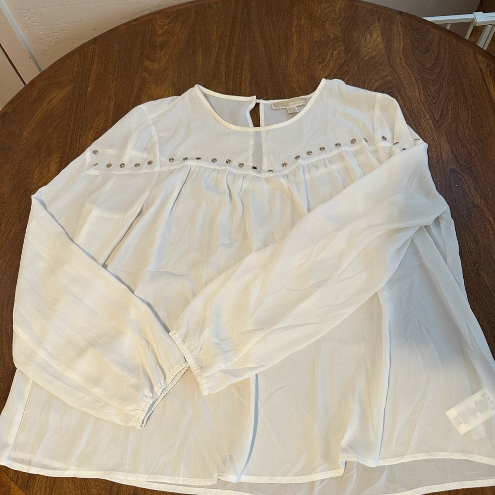 Michael Kors White Chiffon Blouse size XL